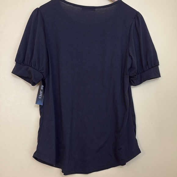 Ava James | NWT Black Paris Pink Bow Eiffel Tower Rounded Hem Short Sleeve Top M - Picture 13 of 13